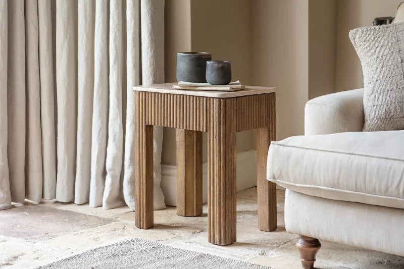 Art Nouveau Ceiling Lights with Organic, Flowing ShapesIra Travertine & Mango Wood Side Table