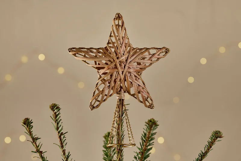 Tropical - Themed Ceiling Lights with Palm - Leaf Shapes and Rattan WrapsKatana Cane Tree Topper - Natural