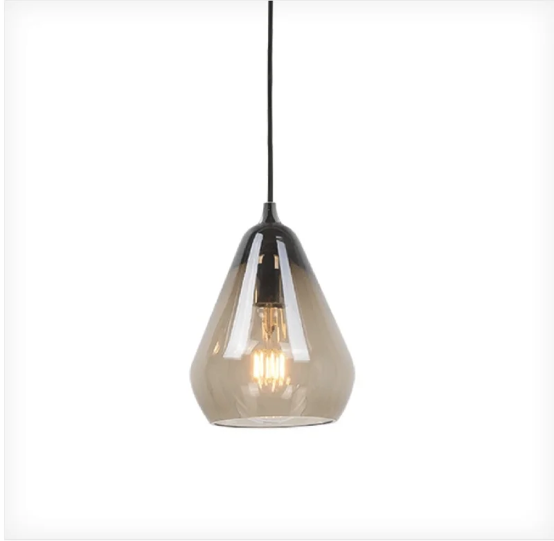 Glass Ceiling Lights with Frosted, Colored, or Etched GlassConical Smoked Glass Pendant - ID 6603