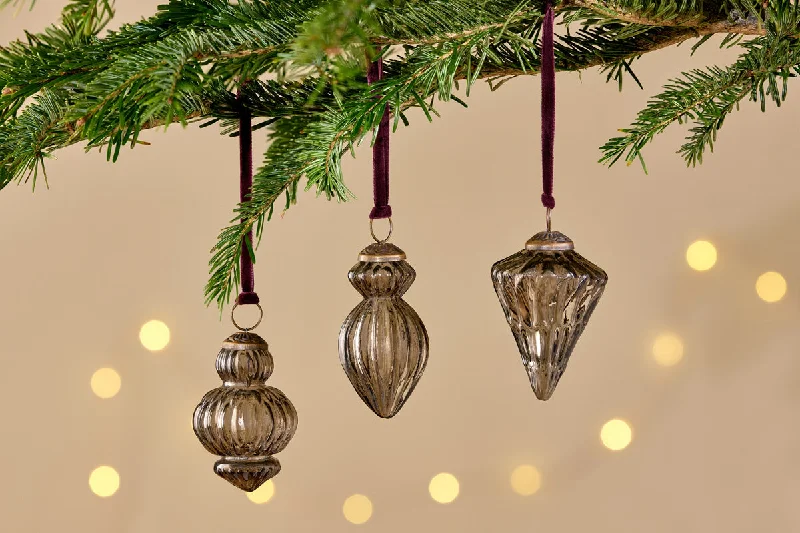 Crystal Ceiling Lights with High - Quality Swarovski CrystalsManipur Baubles - Smoke (Set of 3)