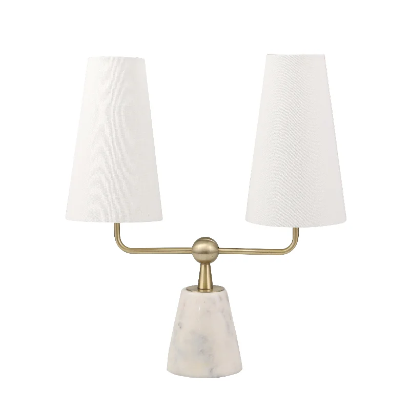 gothic style table lamps with dark finishes for a mysterious lookMARBLE / METAL 23" TWIN LIGHT TABLE LAMP, WHITE