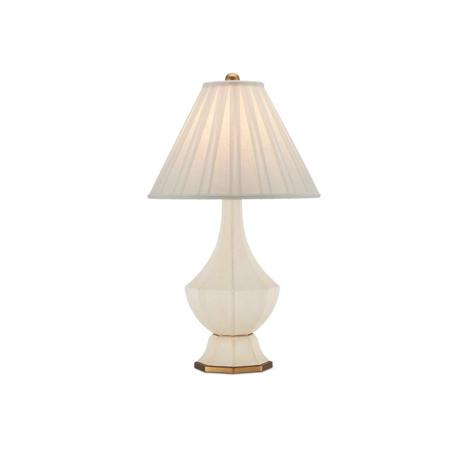 wooden table lamps with natural grain for a warm and organic feelMusetta Leather and Metal Cream Table Lamp