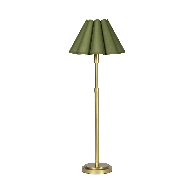 ceramic table lamps with hand painted designs for an artistic touchPolly Buffet Lamp (Natural Brass with Green Scalloped Shade)