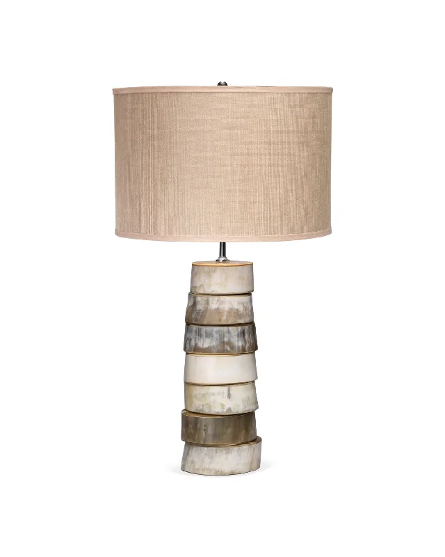 leather table lamps with a distressed texture for a rugged charmStacked Horn Table Lamp