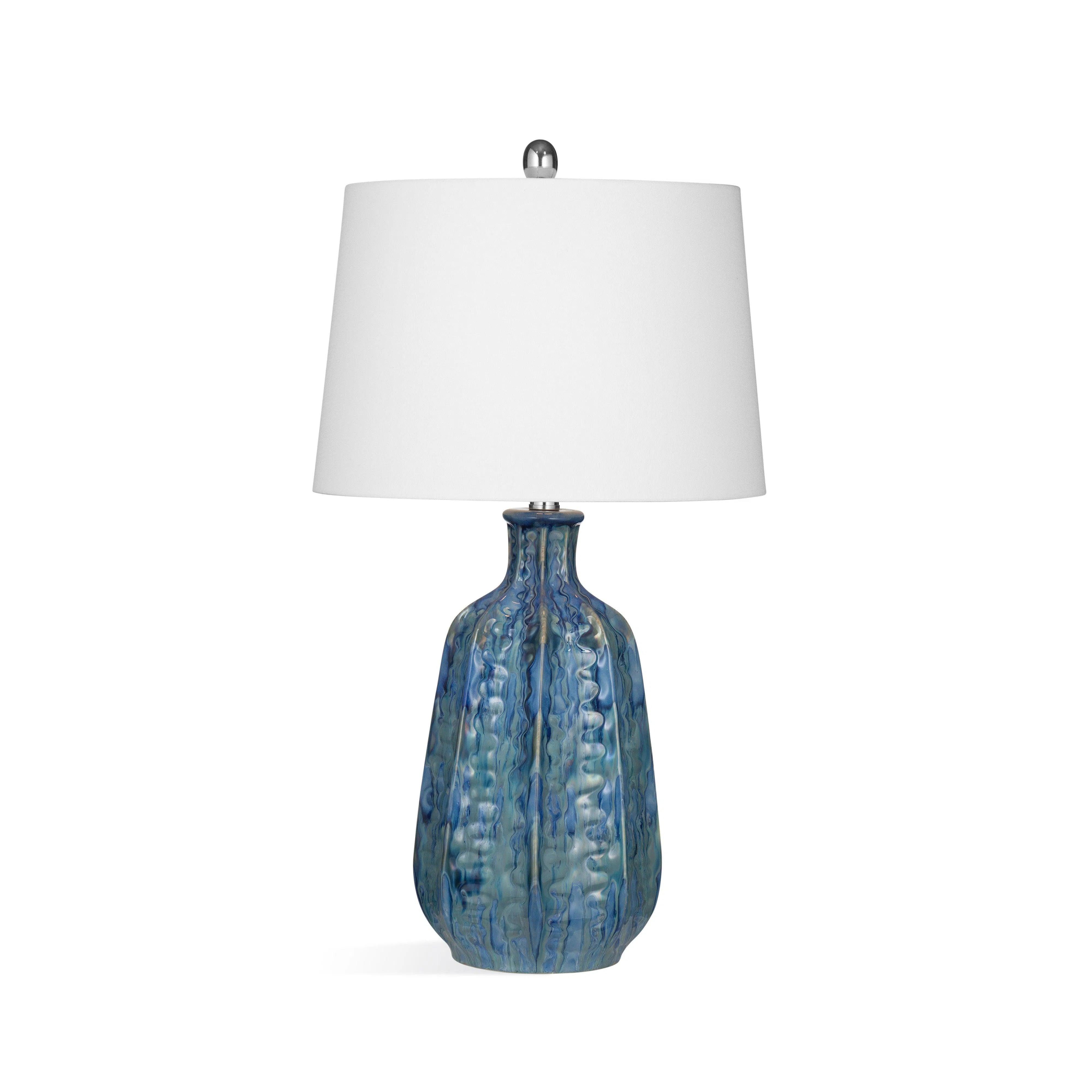 bohemian table lamps with colorful patterns for eclectic bedroomsTee Ceramic Blue Table Lamp