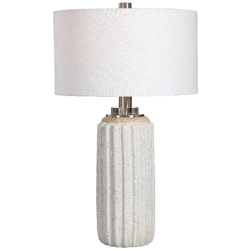 leather table lamps with a distressed texture for a rugged charmAzariah White Crackle Table Lamp