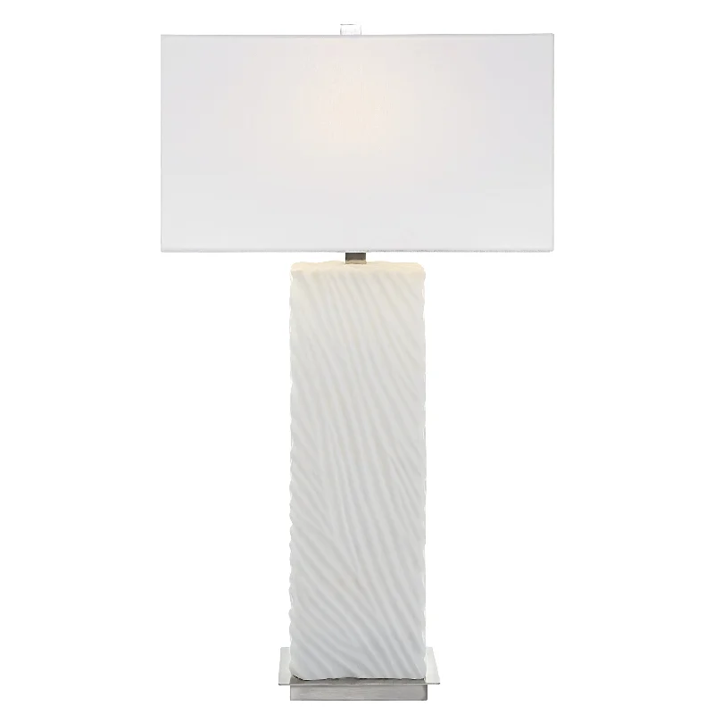 asian inspired table lamps with bamboo accents for a zen atmospherePillar White Marble Table Lamp