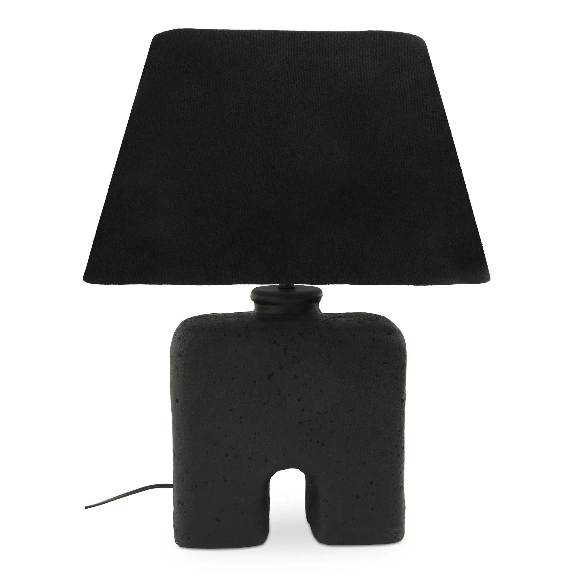 gothic style table lamps with dark finishes for a mysterious lookYara Mango Wood and Textured Cotton Black Table Lamp