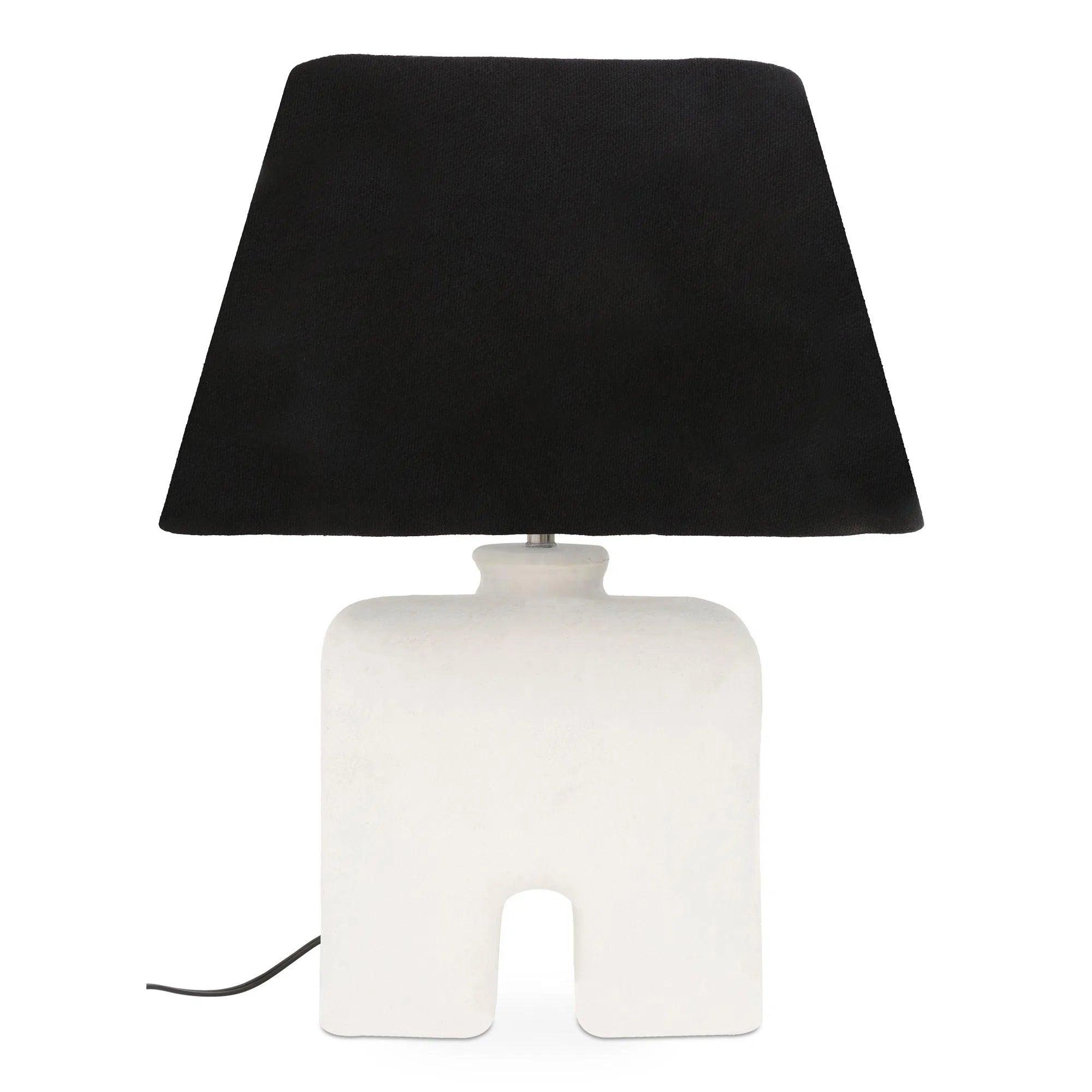 marble table lamps with a luxurious veined pattern for high end decorYara Mango Wood and Textured Cotton White Table Lamp